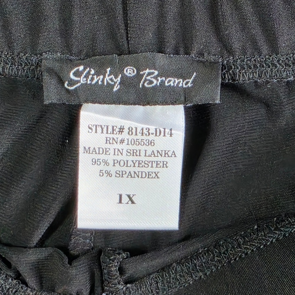 Slinky Brand Pants Womens 1X Black Elastic Waist Straight Leg Stretch 8143-D14 - Picture 3 of 16